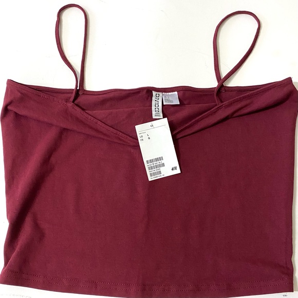 NWT Divided H&M shell tank top. PLUM adjustable spaghetti strap size L - Picture 4 of 7